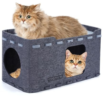 IDOGCHEW Cat Cave Bed for Indoor, Tunnel House for Cats Foldable Multifunctional Collapsible Cat Cube for Cats Pet Hideaway