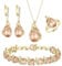 EVER FAITH 4 Stück Tropfen Cubic Zirconia Schmuck Set Glamour Anhänger Halskette Ohrringe Tennis Armband und Offener Ring für Damen Hochzeit Party Braun Gold-Ton