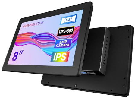 Waveshare Industrial HMI All-in-one Touch Display, Compatible with Raspberry Pi 5, Supports Dual 4K HDMI Output, 10-Point Touch, Optical Bonding, Comes with Raspberry Pi 5-4GB, 8inch Display