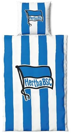 Hertha BSC Berlin Bettwäsche 135 x 200 cm und 80 x 80 cm, 2-teilig, Baumwolle, Reißverschluss