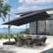PURPLE LEAF 3.65 X 3.65 M Grey Frame Garden Cantilever Parasol, Large Square Garden Parasol with Crank Handle and Tilt for Balcony and Outdoor, Grey