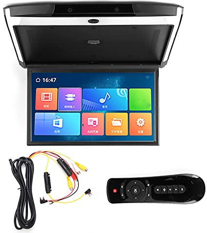 XTevu Car Overhead Player 17.3in IPS Flip Down Monitor 1080P Ceiling Mount Car Roof Mount Monitor Bluetooth TV W iFi HDMI USB SD FM MP5 Speaker Player for Android 8.1