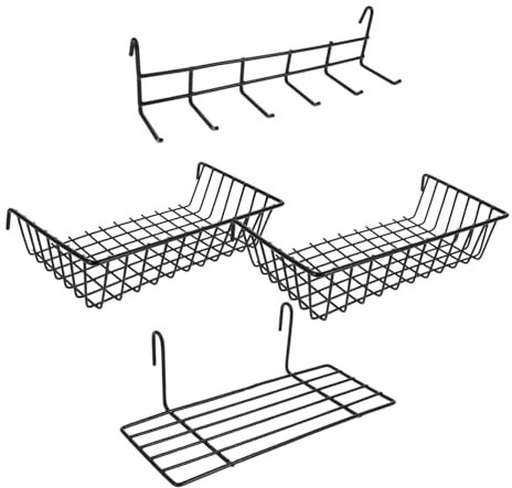 Cabilock Ganchos Multiusos para Colgar en La Pared Paquete de 4 Cestas de Rejilla para Escobas Suministros de Limpieza de Cocina