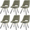 LEWE Esszimmerstühle drehbar 6er Set, Automatisch zurückkehrender Sitz, 180° Drehstuhl, Ergonomischer Polsterstuhl, armlos, Esszimmer Wohnzimmer Schlafzimmer, Kaschmir-Stoff - Graugrün