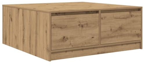 vidaXL Table Basse avec tiroirs chêne Artisanal 100x100x40 cm, Table Centrale, Table de canapé, Table d'accent, Table d'appoint, Table de Salon