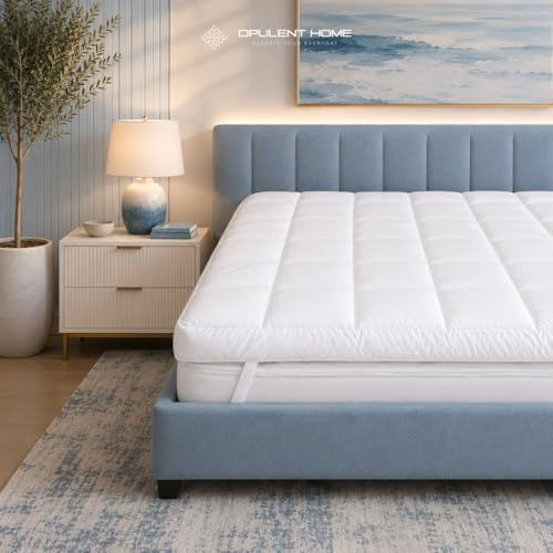 Duck Feather Small Double Mattress Topper - 120x190cm, Box Stitched Design, Down-Proof T233 100% Cotton Cover, Hypoallergenic, Breathable, Elastic Straps - Machine Washable