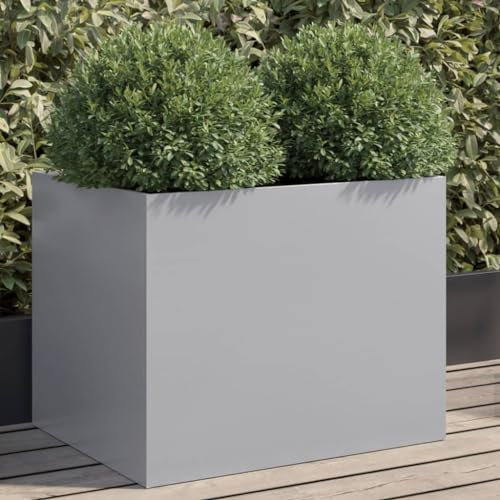 IKAYAA Jardinera Alto de Acero Inoxidable, Macetero Grande Exterior, Maceta Alta Exterior y Terraza, Maceta Grande, Jardinera Alta Acero galvanizado/Gris 62 x 47 x 46 cm