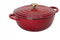 Meoky Olla de Hierro Fundido cazuela Grande con Tapa Horno holandés Rosa,Rojo