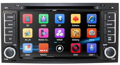 ZAPYVET Reproductor Multimedia for Coche de 2 DIN, for VW, for Volkswagen, for Touareg, T4 Transporter T5, navegación GPS, Radio for automóvil 2004 2005 2006 2008-2011 Sistema Multimedia para Coche