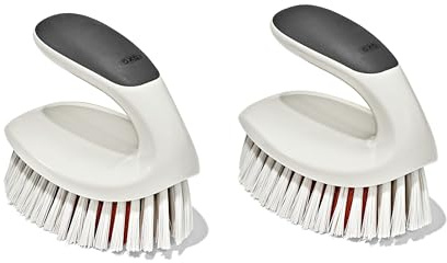 OXO Good Grips All-Purpose Scrub Brush – 2-Pack, Crevice Cleaning, Bathroom Cleaning, Scrub Brush with Handle, Brushes to Scrub Your Kitchen or bathrooms