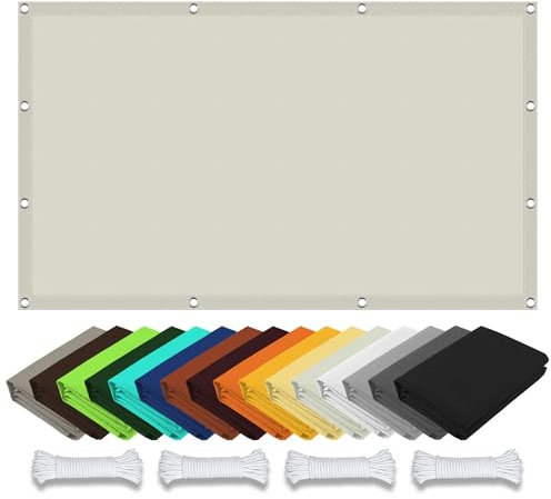 Vele Ombreggianti Rettangolari 4 x 6 m Rettangolare 98% Anti-Uv Impermeabile Rete Termica Protezione Raggi UV Antivento con Occhielli per Giardino e Terrazza, Piscina, bianco