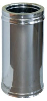 Tubo Coibentato Doppia Parete in Lana di Roccia - in Acciaio Inox AISI 316 BA SP. 5/10 – per Camini, Stufe a Pellet e Caldaie - Lunghezza 500 mm – Diametro 100-150 mm