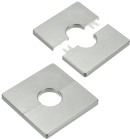 M METERXITY 2-Pack ABS Wall Split Flange for 28mm/1.1in Dia Pipe, Gray | 7mm/0.28in H, ABS Square, Self Adhesive Escutcheon Plate Cover Buckle for Pipe Accessories, Floor, Plumbing Cover Plates