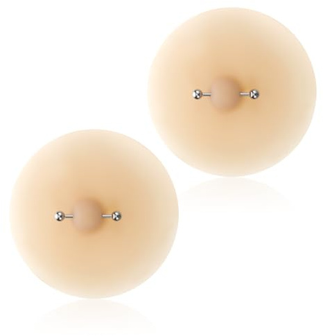 Tweruna Silicone Pierced Nipple Pasties, Reusable Fake Nipple with Steel Nails, Waterproof Piercing Nipples Cover