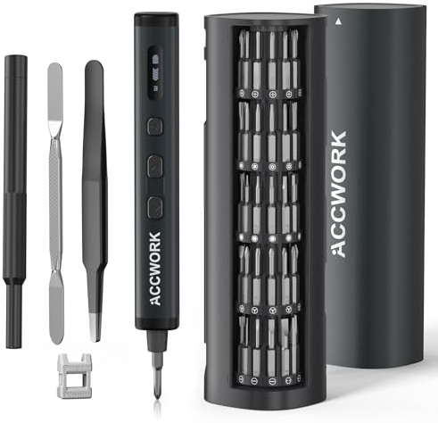 Mini Electric Screwdriver, 78 in 1 Precision Screwdriver Set with 72 Magnetic Bits, 5 Torque Settings, 4 LED Lights, Rechargeable Repair Tool Kit for Electronics, Phone, Camera, Laptop, Watch