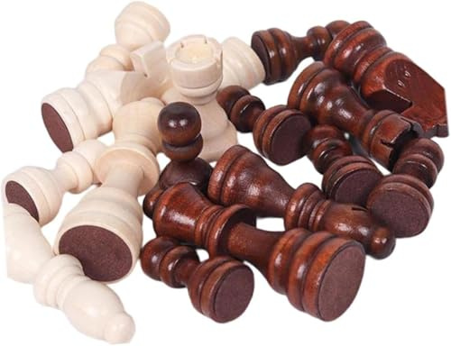 32Pcs Wooden International Chess Pieces, Tournament Chess Set, No Board, Portable, Classic Staunton-Style, Handcrafted Wood, Suitable for Standard Boards, Ages 8+