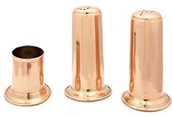 4” Solid Copper Salt & Pepper Set w/2” Toothpick Holder