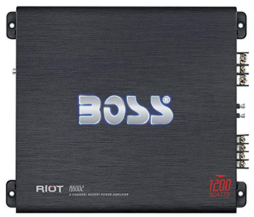 Boss Audio R6002 Riot - Amplificador de potencia de control de nivel de subwoofer remoto de 2 canales de 1200 W