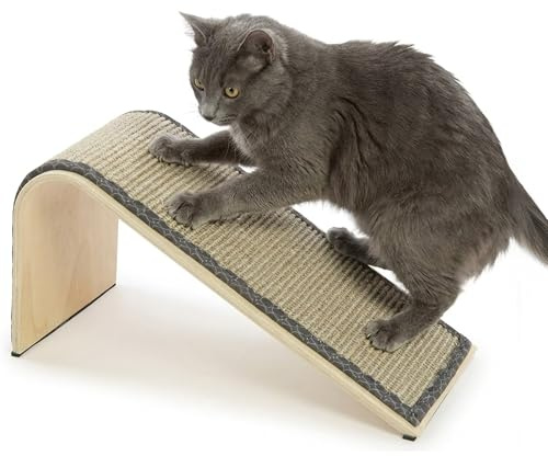 SmartyKat Sisal Angle Ramp Cat Scratcher, Natural Woven Sisal Surface & Stable Wooden Structure with Organic Catnip