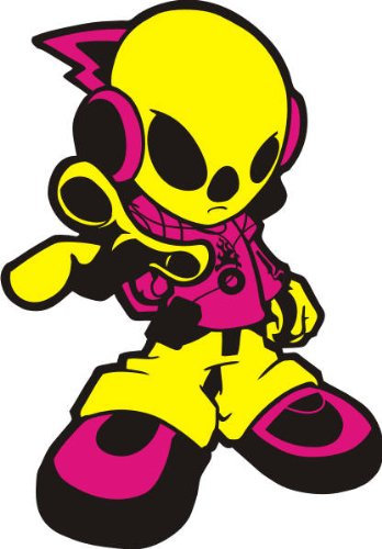 WANDTATTOO DW224 mehrfarbig Alien, Techno Wandaufkleber 60 x 41 cm