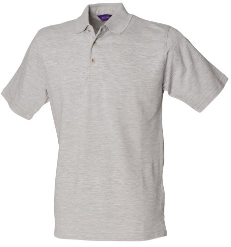 Henbury Mens Classic Plain Polo Shirt With Stand Up Collar (M) (Heather Grey)