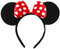 Rot (Minnie Mouse Alice Ears) Ohren Schwarz mit Rot u. Weiße Tupfen Satin Bogen Minnie Maus Disney Kostümgeschäfte Haarband