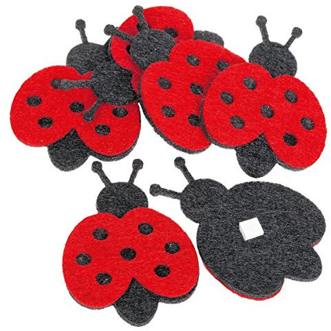 GLOREX Filz-Marienkäfer, Fliz, Rot, 3.5 cm - Packung mit 6 Stück