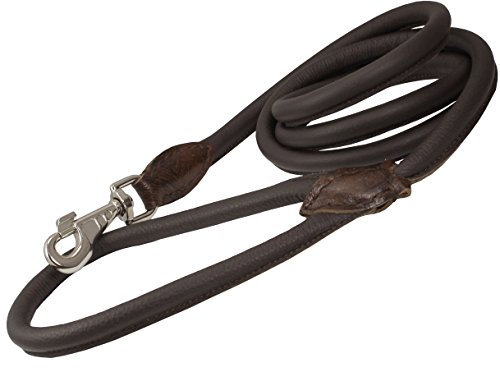 Dogs My Love Runde Hundeleine, echtes gerolltes Leder, Größe L, 1,27 cm, Braun