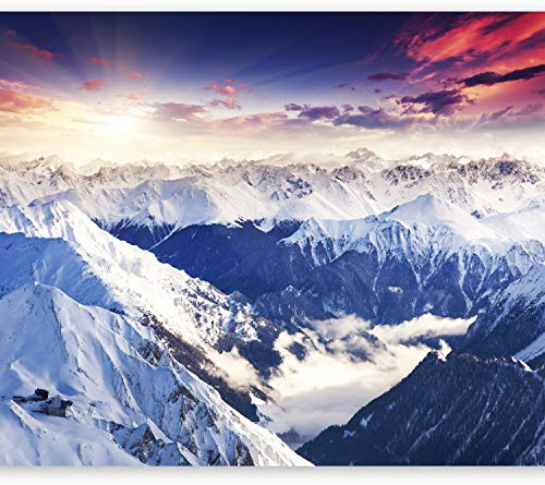 Wallpaper - 400x280 cm - Non-Woven Premium Wall Mural - Wall Decoration - Art Print - Poster Picture Wall Mural - HD Print - Modern Decorative - Alps Mountains Landscape c-B-0072-a-a