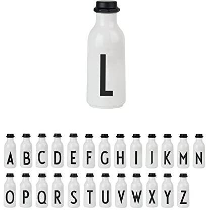 Design Letters Personal Tritan Water Bottle (L) - 500ml BPA-Free and BPS-Free Leak-Proof Tritan Drinking Bottle in Nordic Design for Adult, Kids, Outdoor, Office, Sports, School, Available from A-Z