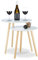 Relaxdays Beistelltisch 2er Set skandinavisch, 70er Design, Nachttische, Satztische, Durchmesser 39 und 47,5 cm, weiß, 47.5 x 47.5 x 47 cm