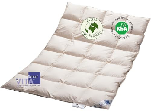 Vitaschlaf® Bio-Luxe-KBA Arktik Kälte-Daune W4- MEDIUM GANZJAHRESDECKE Daunendecke Deutsche Qualität mit KBA Einschütte (200 x 200 cm)
