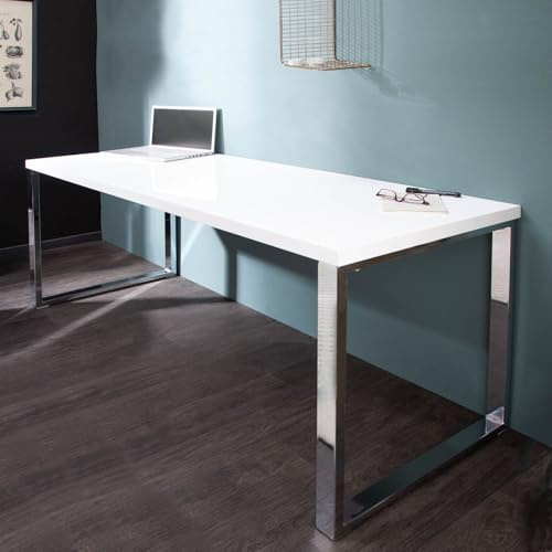 cagü Design Schreibtisch Oxford Weiß Hochglanz 160cm x 60cm