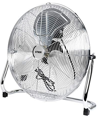 STIER Ventilator, 145 W, Bodenventilator in Metall-Optik, Durchmesser 50 cm, 3 Ventilationsstufen Geschwindigkeitsstufen, für Innen- und Außen geeignet, Kraftvoll, stabiler Standfuß