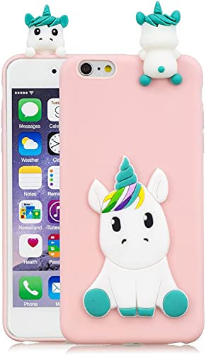 HopMore Compatible with iPhone 6S / 6 (4.7 inch) Case Cover Cute 3D Design Silicone Soft Gel Shockproof Protective Cover Slim Ultra Thin Rubber Bumper Funny Shell for Girls Woman - Pink Unicorn