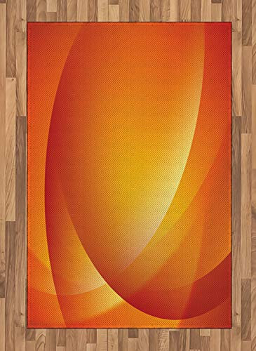 ABAKUHAUS Orange Teppich, Bunte Twist-Linien, Deko-Teppich Digitaldruck, Färben mit langfristigen Halt, 120 x 180 cm, Dunkelorange Gelb