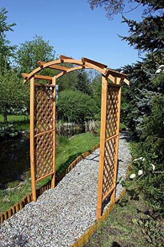 Beauty.Scouts Outdoor Dino Collection Pergola Michi, Kiefer, honigbraun, 132 x 70 x 209 cm, Gartenpergola, Rankhilfe, Garten, Rosenbogen, Gartenbogen, Rankbogen, Rangpflanzen