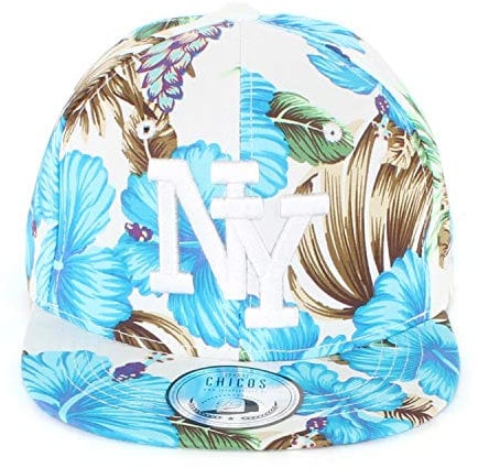 New Boy Girl NY New York süße Unisex Schwester Bruder Kindercap Hai Tiger Adler Prince Kinder Cap Snapback und Mütze 48-58cm Kopfumfang (One Size, NY-Flower-Sky-Weiß)