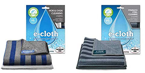 E-Cloth Hob & Oven Cleaning - 2 cloths & Stainless Steel Cleaning - 2 cloths