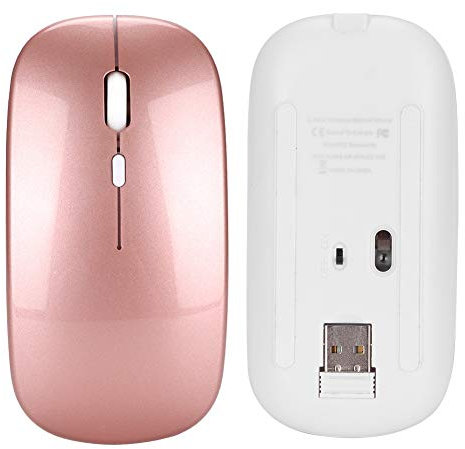 Liukouu Léger à Brancher et Jouer, Montage sans Fil, récepteur USB Ergonomique, Souris Rechargeable, Ordinateur Portable(Rose Gold)