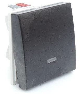 Hager - Poussoir inverseur SYSTO 1O+1F à voyant 10A 2 modules Noir HAGER WS023N