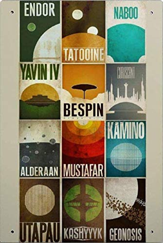 SIGNSHM Star Wars Endor Tatooine Naboo Yavin Iv Bespin Retro Metall Blechschild Poster Wanddekoration Kunst Shabby Chic Geschenk geeignet 30,5 x 20,3 cm
