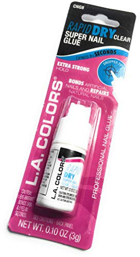 (1) LA Colors Rapid Dry Clear Super Nail Glue (.10 oz) Extra Strong Hold