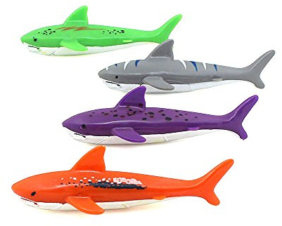 ZHFUYS Diving Pool Toy Underwater Swimming Throwing Diving Torpedo Shark,4 Pack