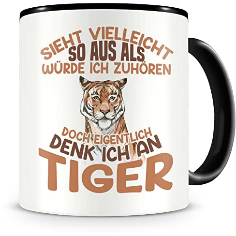 Samunshi® Taza con texto en alemán sieht quizás so aus Tiger Fan, regalo para los fans de tigre, taza de café, divertidas tazas para cumpleaños, 300 ml