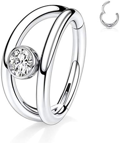 AROWRO 16G Nasenringe Septum Schmuck 8mm Daith Conch Helix Piercing CZ Knorpel Ohrringe Creolen Chirurgenstahl Lobe Silber