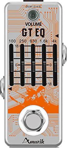 Amuzik Guitar - Pedale equalizzatore a 5 bande per chitarra EQ con effetto guitar, frequenza ±18 dB, range per mini size True Bypass