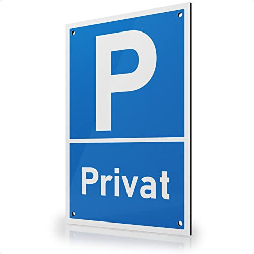 FLAGLY Premium Privat Parkplatzschild 30x20cm aus 3mm Alu Dibond inkl. Bohrungen MADE IN GERMANY - stabiles Hinweisschild/Warnschild, wetterfest & UV-beständig, Privatparkplatz Schild Alu