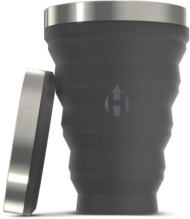 HYDAWAY Collapsible Pint - 16 oz, Silicone & Steel Rim I Collapsible Cup for Beer, Water & Soda, Portable Drinking Cup for Party, Camping, Backpacking & Hiking, Folding Travel Cups Collapse to 1-inch