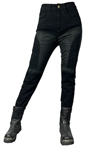 Pantalon De Motard Pour Femme Pantalon De Moto Avec Coussinets De Protection 4X Filet D'été Ventilé Pantalon De Moto Respirant Genouillères Réglables De Haut En Bas (S)